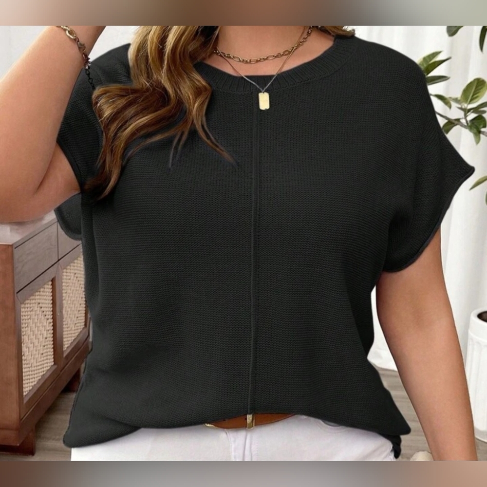 SHEIN Frenchy Simple Commuter Solid Color Plus Size 12 Knit Top